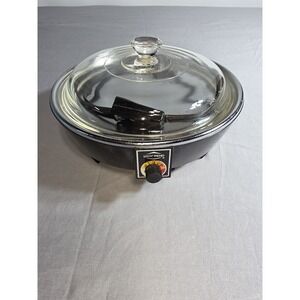 West Bend 5225 Electric Skillet Buffet Server 8" Glass Lid 200W Vintage Works